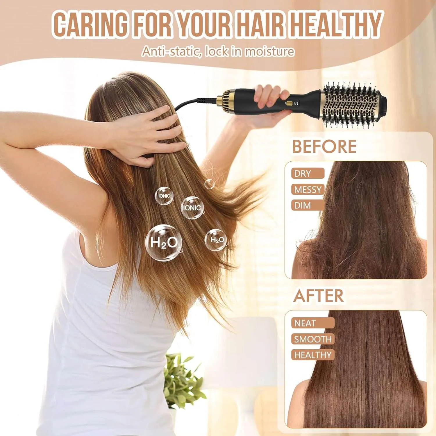 ALICE -SPAZZOLA AD ARIA CALDA 2.0 - PER CAPELLI 8 spazzola per capelli rotante lisa