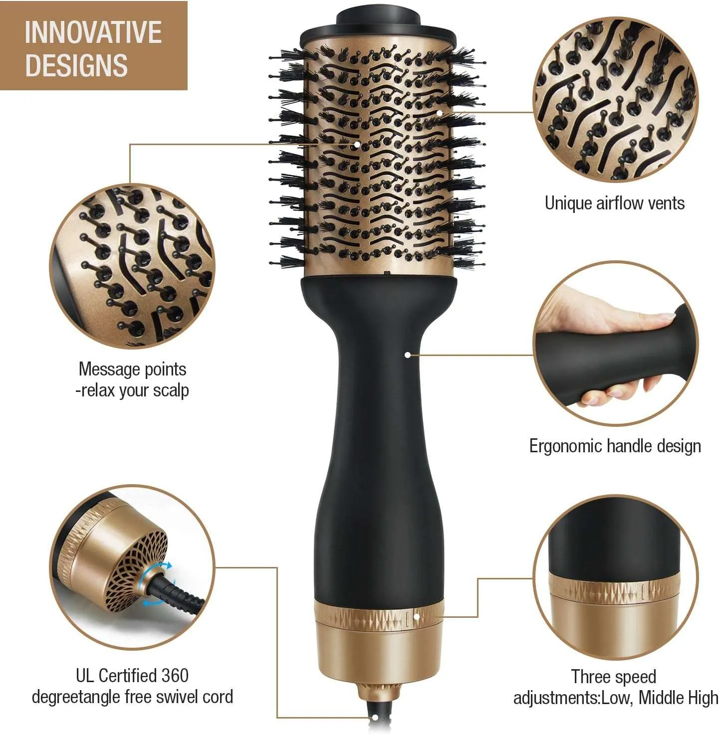 ALICE -SPAZZOLA AD ARIA CALDA 2.0 - PER CAPELLI 6 spazzola per capelli rotante